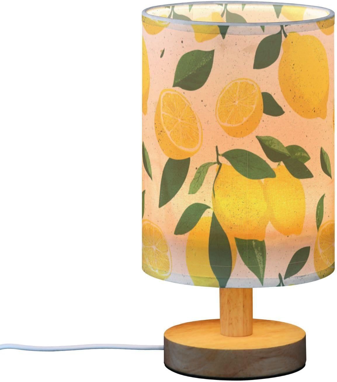 Bedside Table Lamp Lemon Yellow Citrus Fruits (78) Kids Nightstand Lamp Night Light Fabric Shade for Bedroom Living Room Home Office