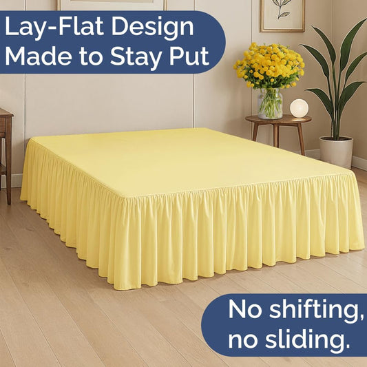 Bedskirt Queen Size Ruffle - 15 inch Drop Dust Ruffle Bed Skirt with Platform - Ultra-Soft, Easy Fit, Premium Hotel Quality - Wrinkle, Fade & Shrink Resistant - For Women, Men, Kids and Teens - Yellow