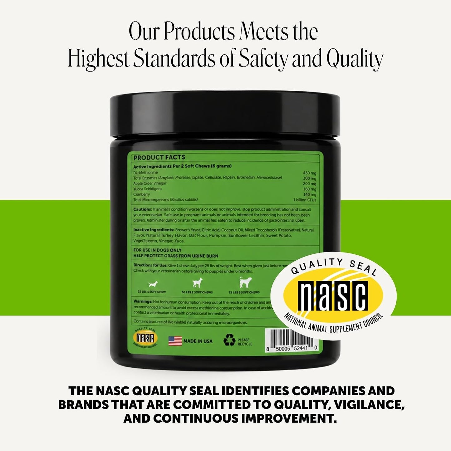 Grass Green Dog Urine Neutralizer for Lawns - Stops Yellow Burn Spots & Brown Grass - Lawn Saver Supplement with dl-Methionine, Probiotics & Digestive Enzymes - Green Grass Chews (Duck, 90 Ct)