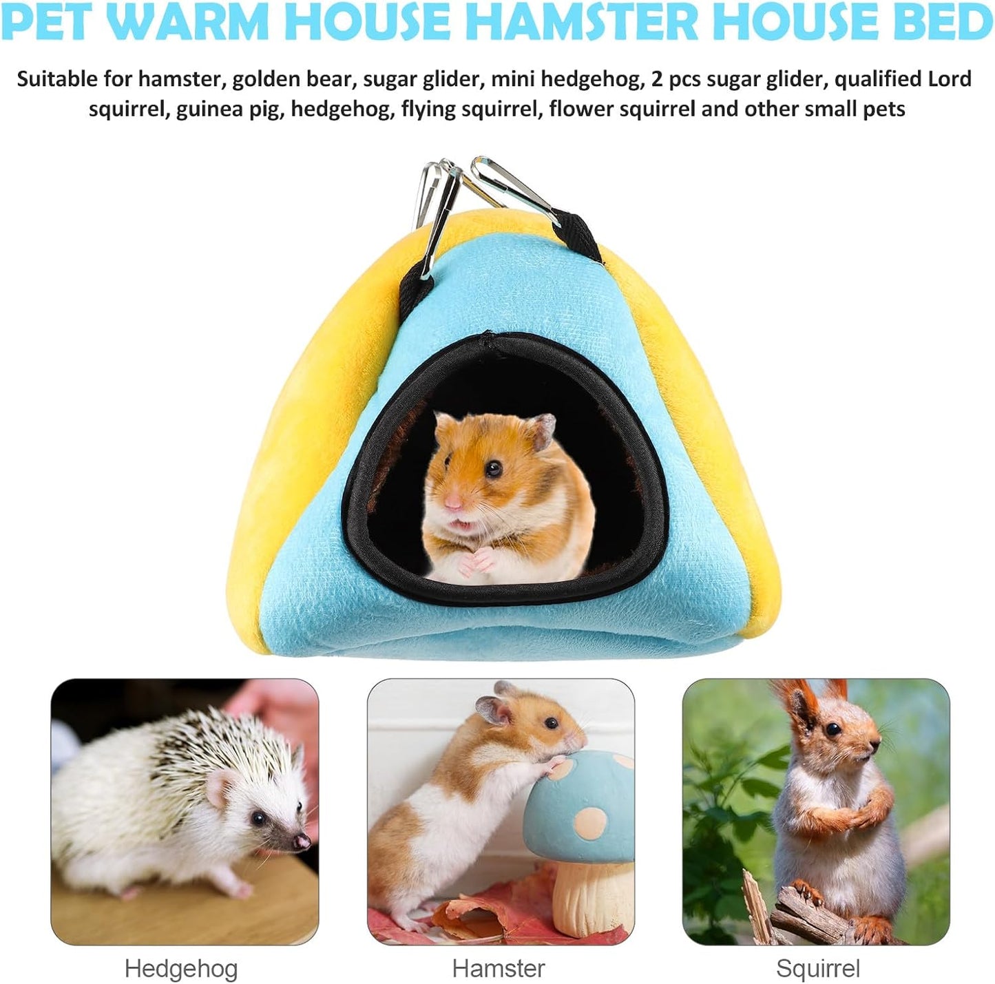 Hamster Warm Nest and Small Pet House, Yellow Fleece Cozy Cave Bed for Hamsters, Squirrels, Guinea Pigs, Chinchillas Winter Sleeping Hideout