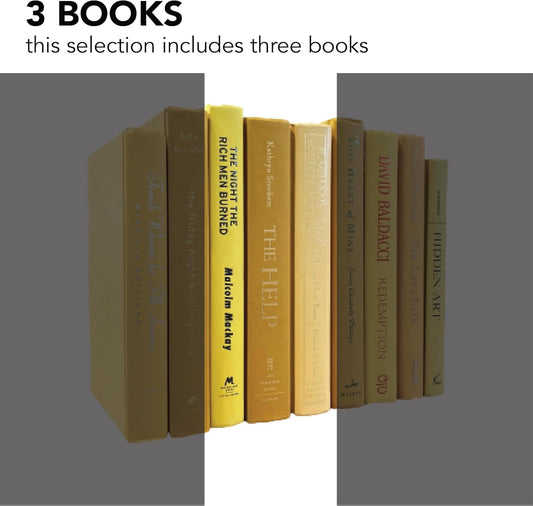 Decorative Accent for Home Decor – Real Books by Color® Interior Styling Piece for Bookshelf, Coffee Table, Design Display (Set of 3, Yellow)