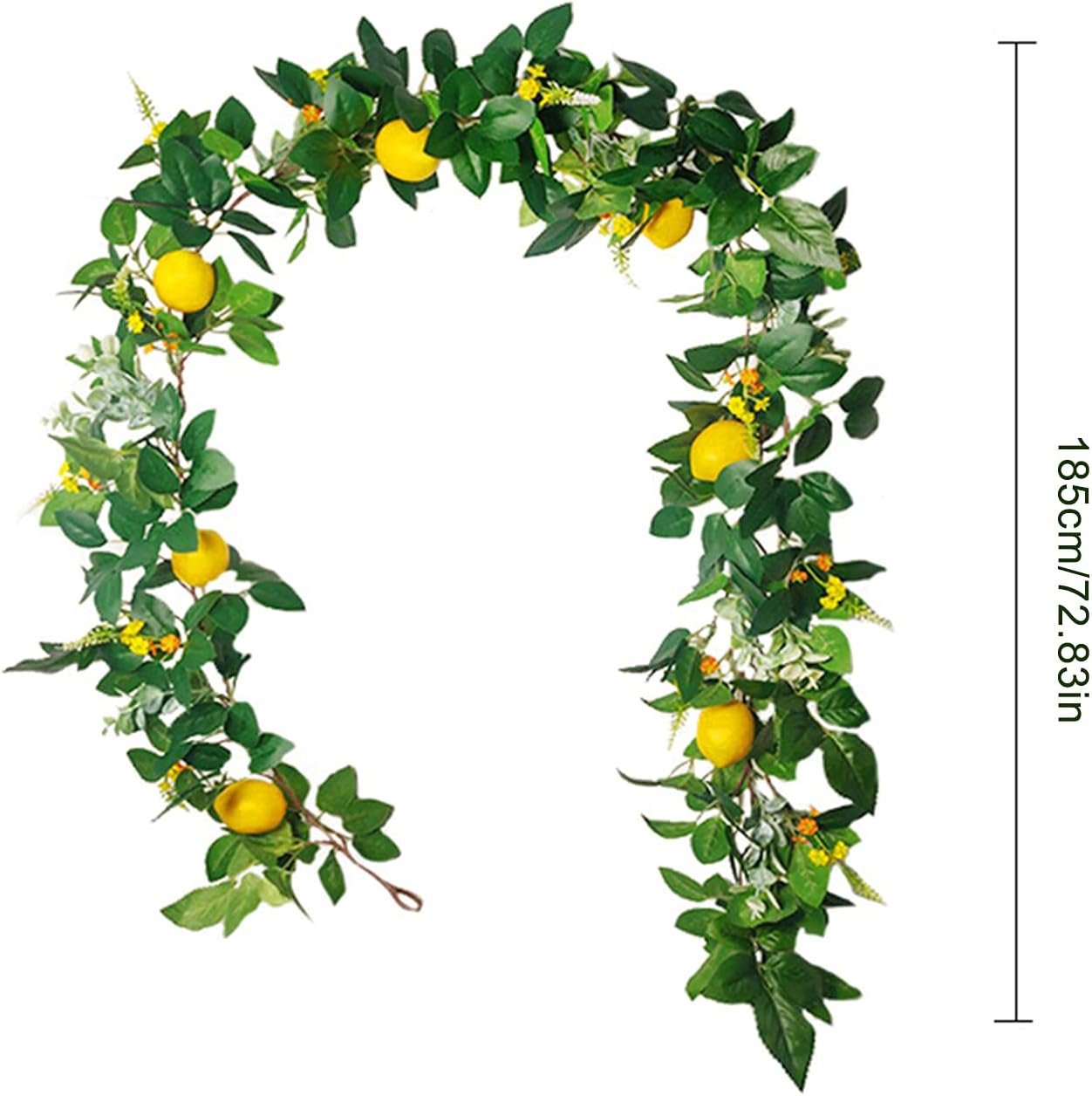 6 Ft Artificial Lemon Garland, Spring Greenery Garland with Lemons and Flowers, Summer Fruit Garlands Wreath for Front Door Wall Table Wedding Decor