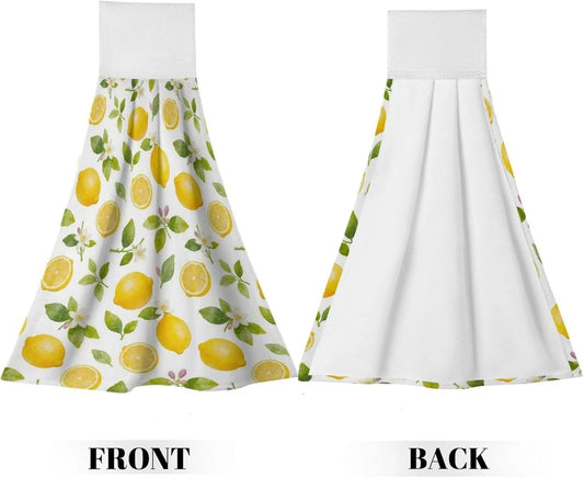Lemon Kitchen Hand Towels with Hanging Loops Absorbent Dish Towel, Drying Hanging Towels for Home Kitchen Bathroom
