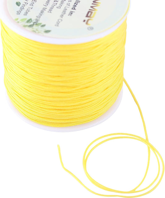 0.8mm Braided Nylon Bracelet Making String Cord, Trim Thread for Chinese Knotting, Kumihimo, Beading, Macramé, Jewelry Making, Sewing, Yellow