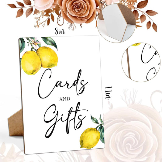 Lemon Bridal Shower Sign, Cards and Gifts, 8Γ11 Wooden Sign with Stand, Lemon Party Decorations, Bridal Shower Decorations - LP039
