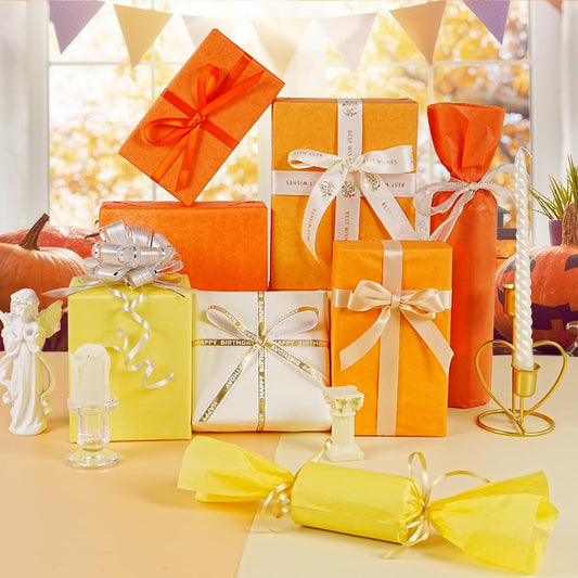 120 Sheets Orange Yellow Tissue Paper, 14 Γ 20β Gift Tissue Paper Bulk for Gift Bags Packaging DIY Crafts Wrapping, Gift Wrapping Tissue for Birthday Party Halloween Fall Easter Thanksgiving