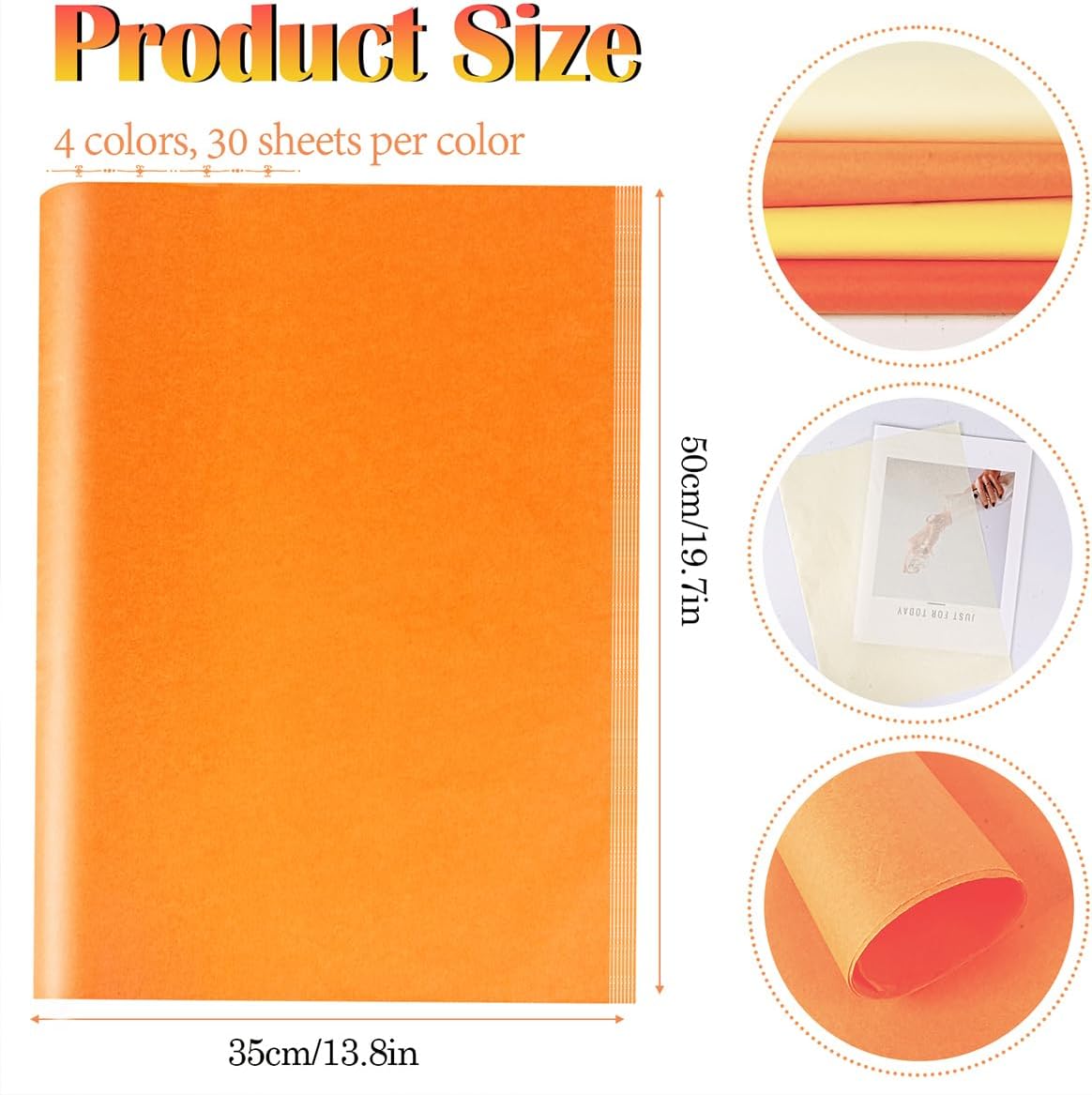 120 Sheets Orange Yellow Tissue Paper, 14 × 20” Gift Tissue Paper Bulk for Gift Bags Packaging DIY Crafts Wrapping, Gift Wrapping Tissue for Birthday Party Halloween Fall Easter Thanksgiving
