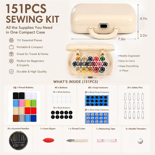 Yellow Sewing Project Kit, 135 Pcs Family Sewing Supplies Repair Kit Traveler Sewing Kit Sewing Thread Accessories DIY Sewing Supplies Organizer (Yellow)