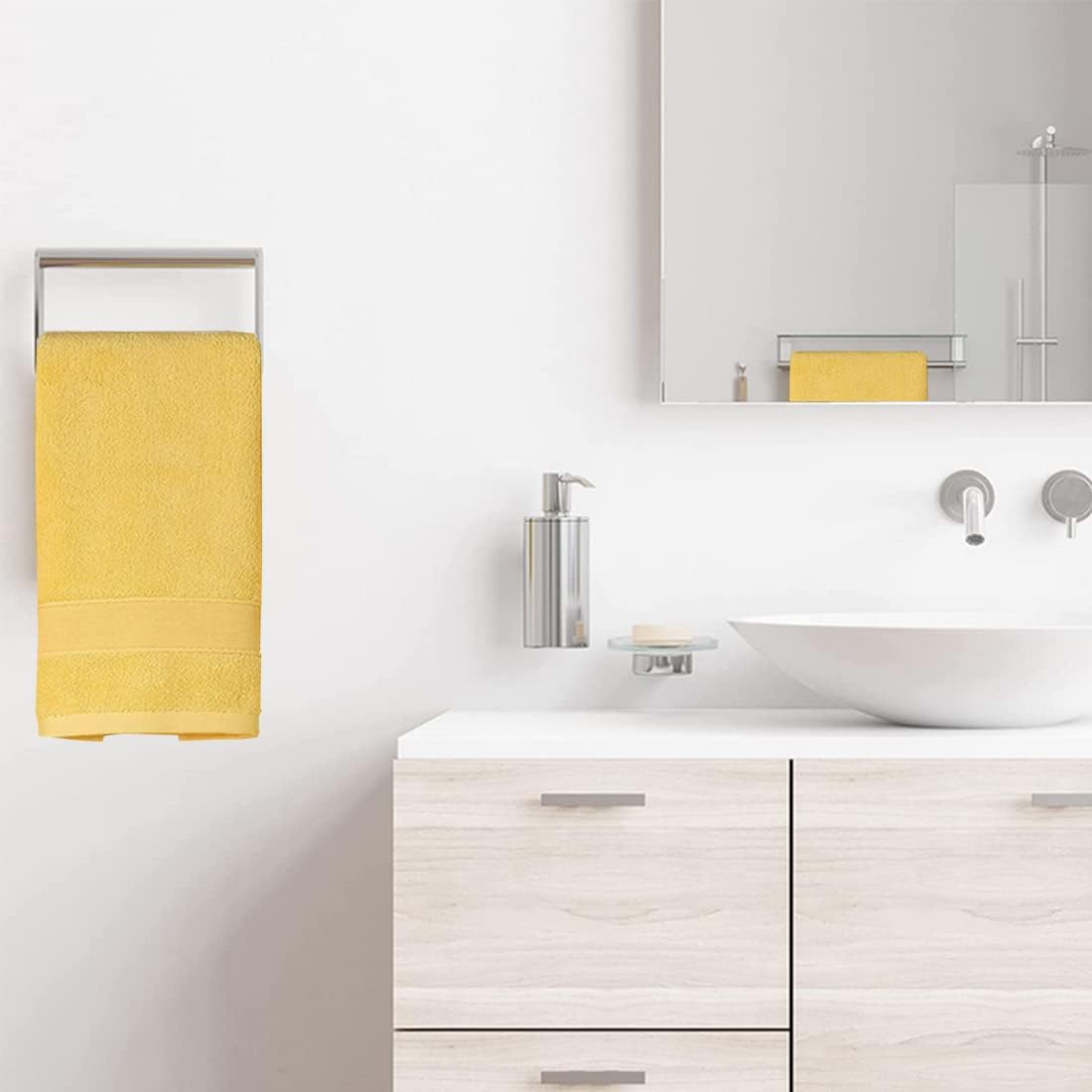 Hand Towels for Bathroom - Cotton Ultra Soft Highly Absorbent Hand Towel 2 Set, Size 13x 29 Home Bathroom Hand Towels for Bath, Hand, Face, Gym Towel (Yellow)
