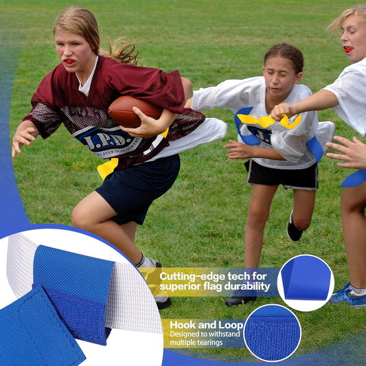 Flag Football Belts, Set of Flag Football Flags for Kids Adults, and Youth, Adjustable Flag Football Set 14 Players