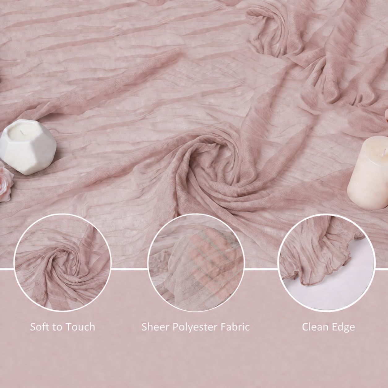 Cheesecloth Table Runner 2 Pack Dusty Pink and Lemon Yellow, Boho Gauze Table Runner 10Ft 120 Inches Long for Wedding Decor, Party & Home Table Decoration
