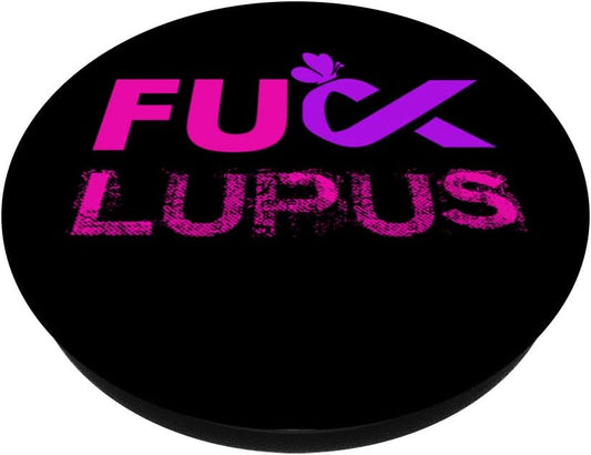 Fuck Lupus Awareness 1 Pink Purple Butterfly Disease PopSockets PopGrip: Swappable Grip for Phones & Tablets