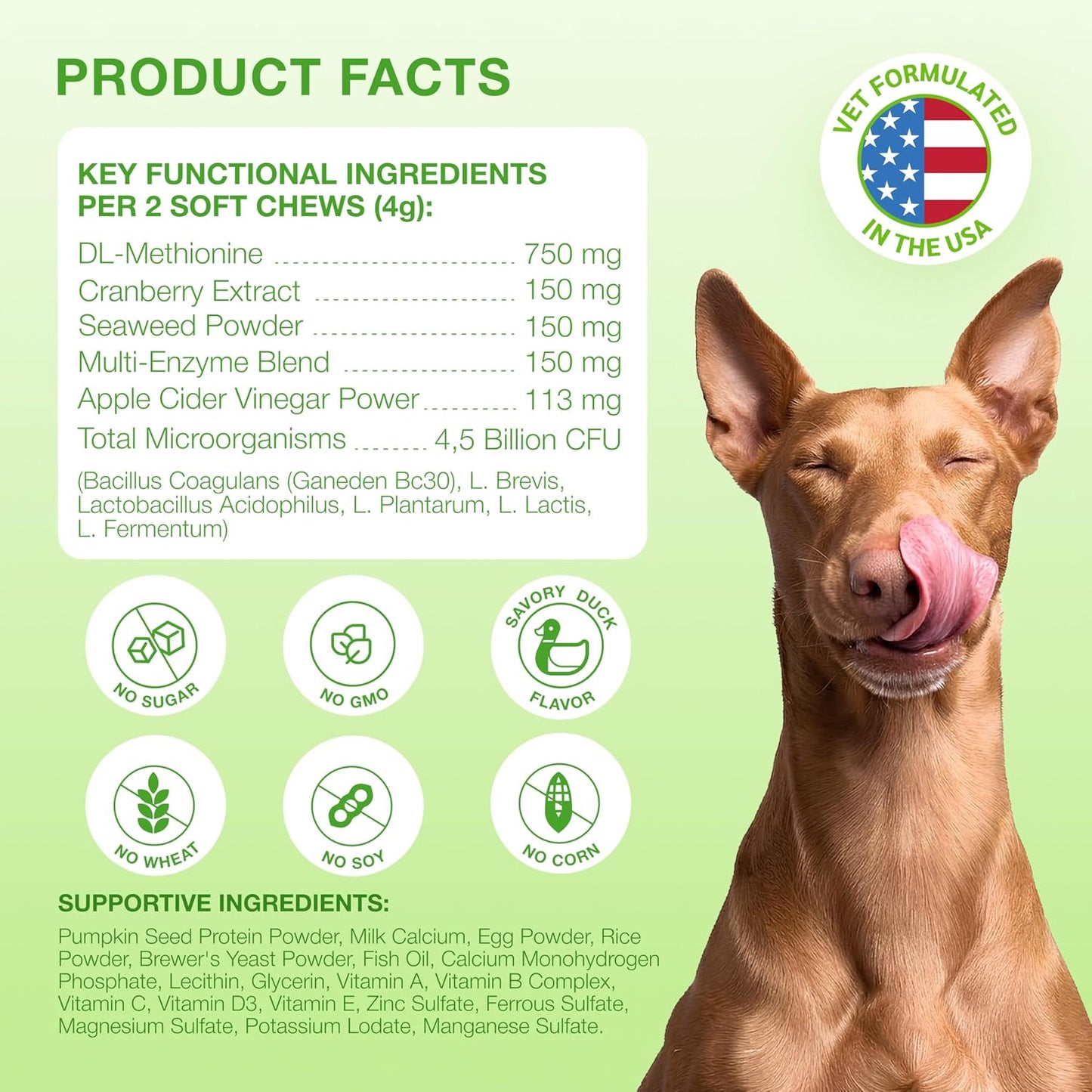 Green Grass Savers for Dog Urine Soft Chews - Yellow Spots Lawn Neutralizer | Probiotics, Digestive Enzymes, Cranberry, ACV & DL-Methionine - Daily Wellness, Small & Large Breeds, Duck Flavor, 120 Treats