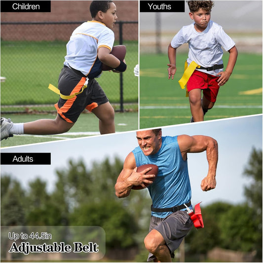 Adjustable Flag Football Belt Set, with Belt and Flags, for Youths, Adults