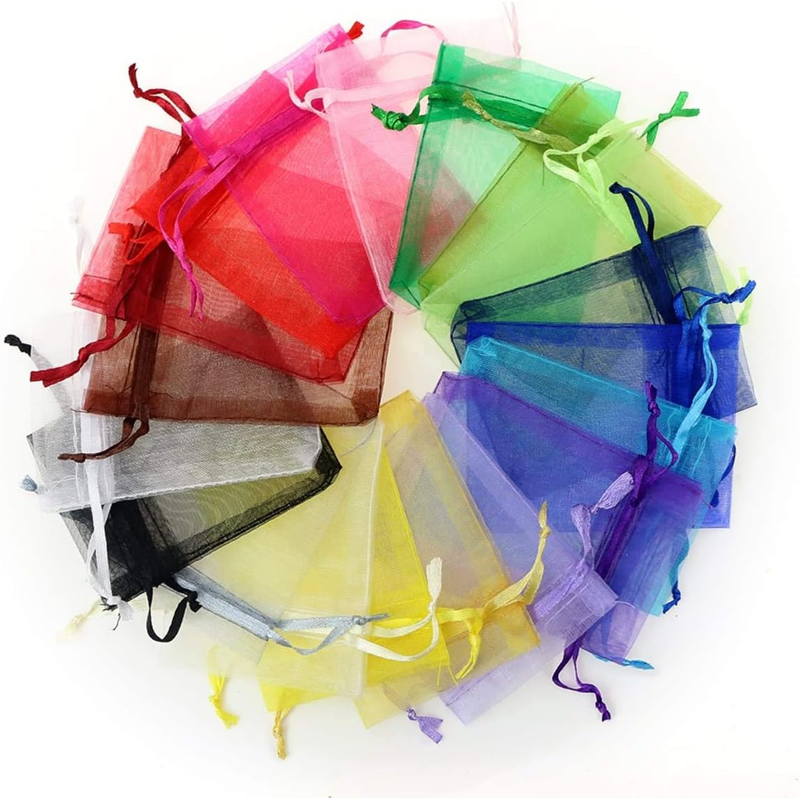 50Pcs 3.15"x4"(8x10cm) Sheer Drawstring Organza Jewelry Pouches Wedding Party Christmas Favor Gift Bags (Pink, 3x4)