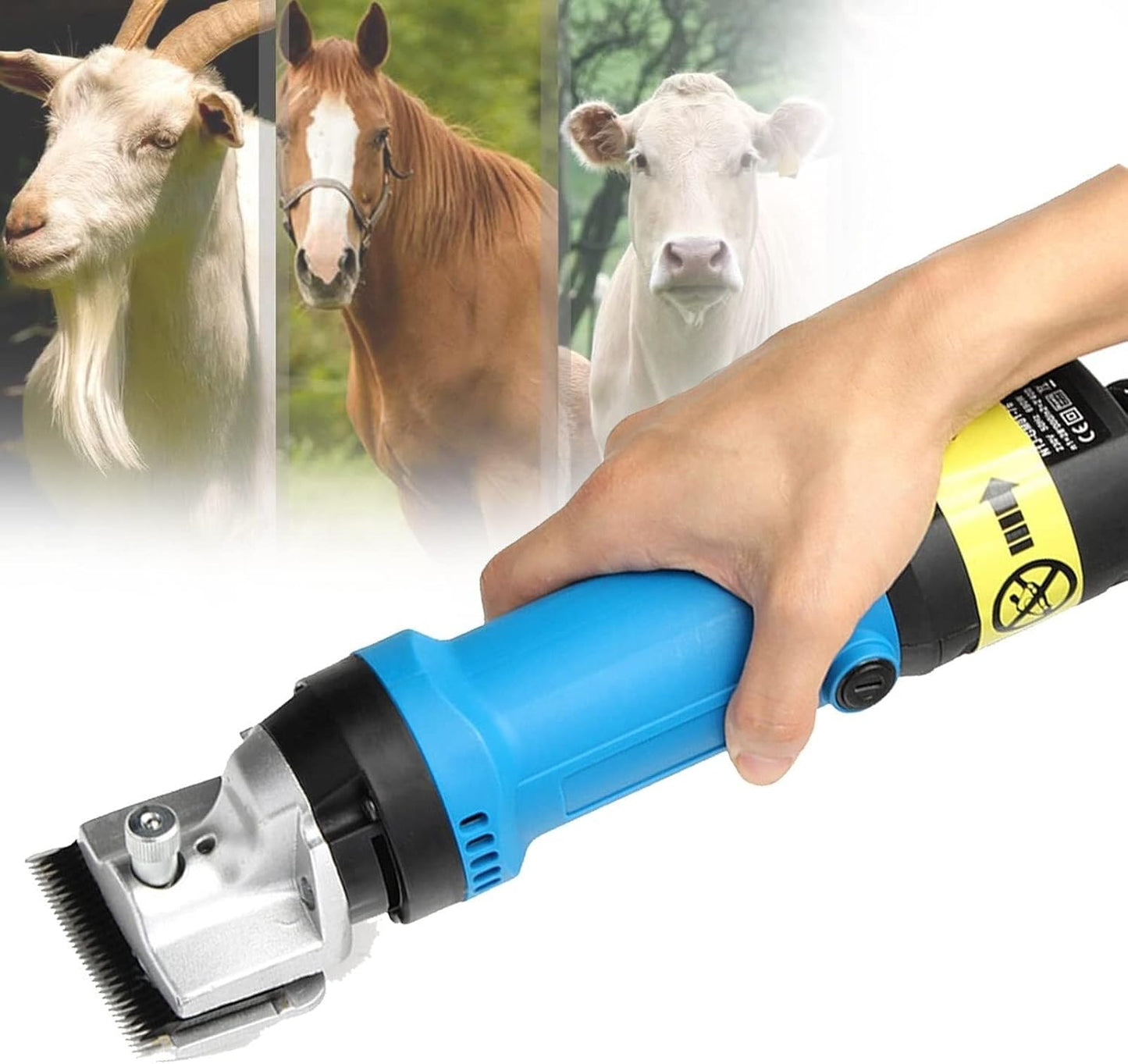 Electric Grooming Kit for Horses, Goats & Cattle - Portable Animal Clippers for Thick Fur, Perfect for Livestock & Pet Care (Yellow, Size: Adjustable)