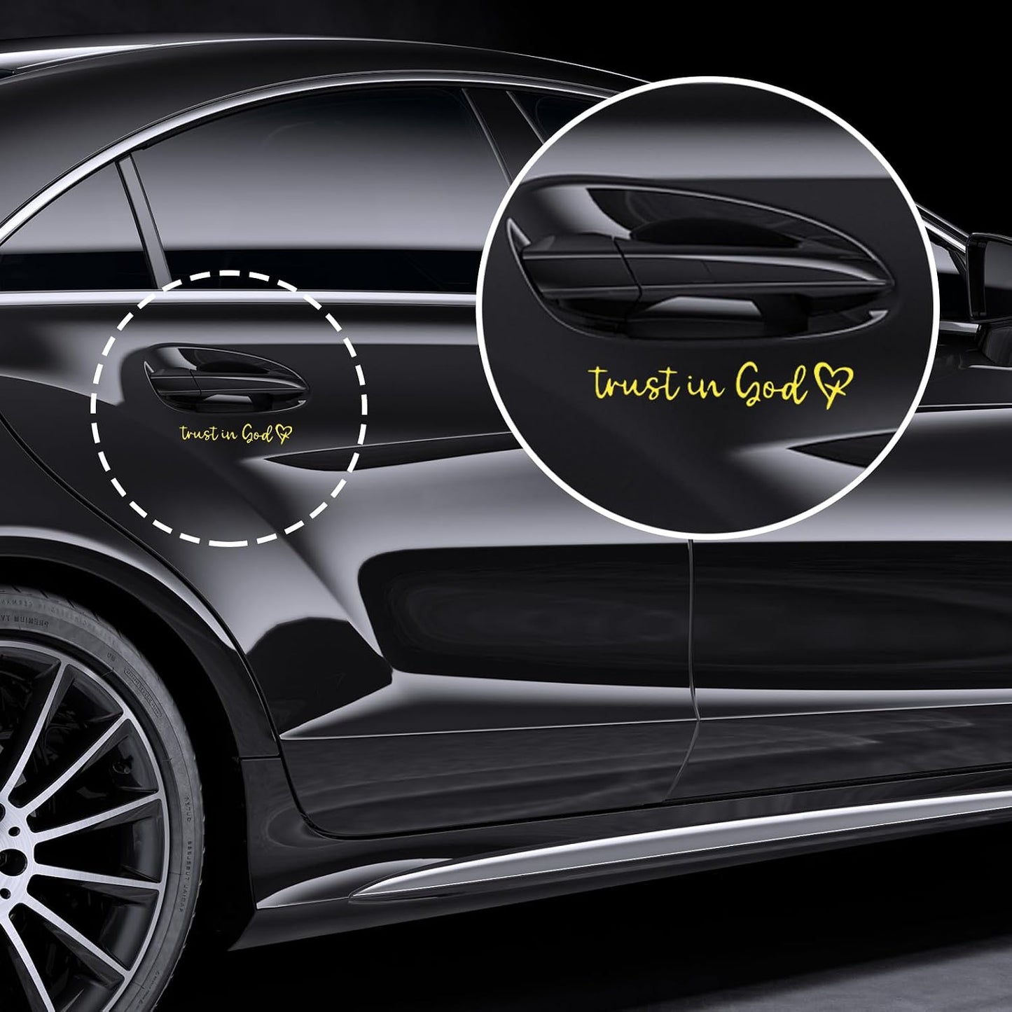 Automotive Universal 4 PCS Trust in God Decals Waterproof Heat Resistant Durable for Car Truck Automotive Accessories Paste at Will, Yellow
