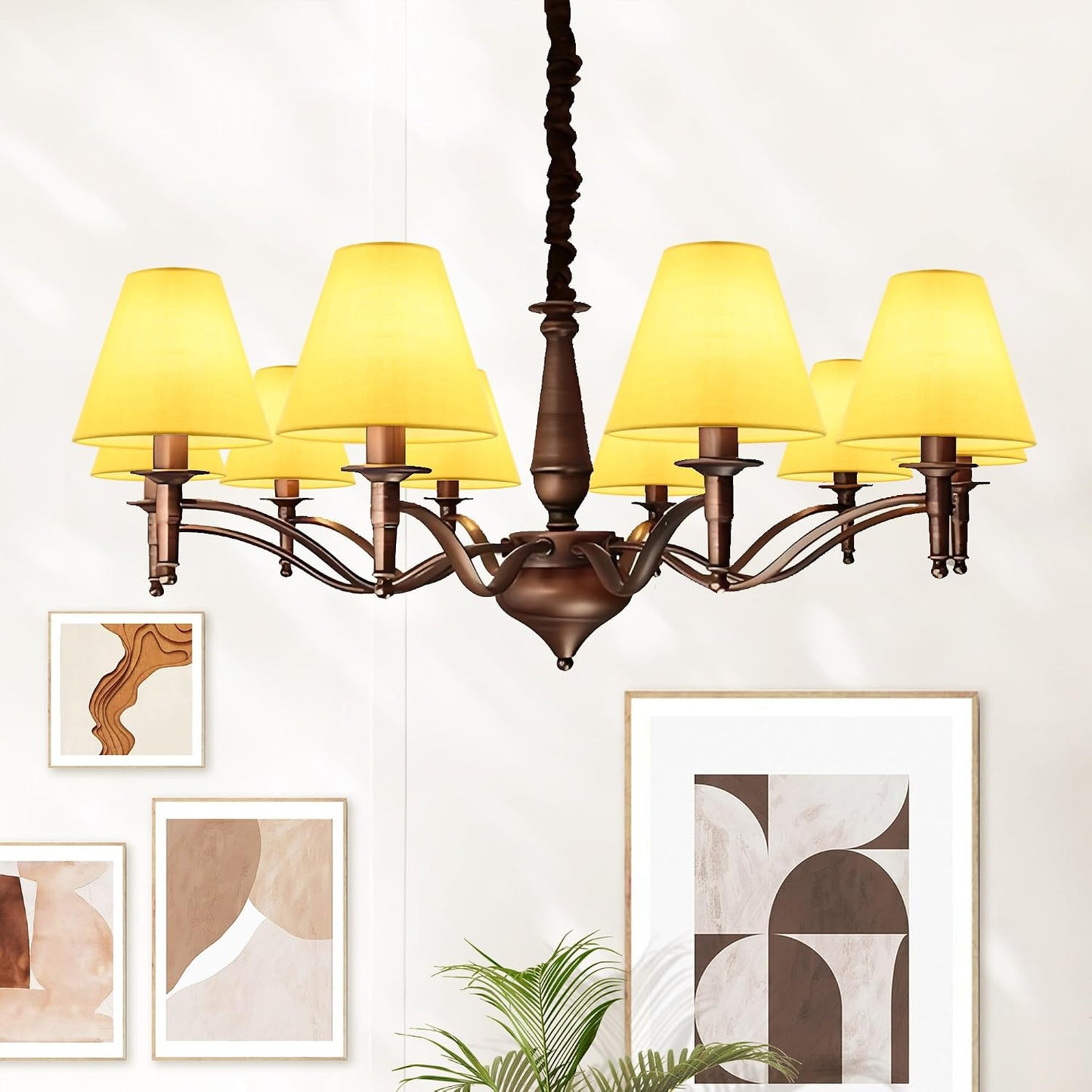 GERO Yellow Small Lamp Shades Clip on Bulb Set of 2,Mini Barrel Sconce Shades,Clip on Lamp Shade for Table Lamps Chandelier Shades,6"×3"×H5",Fabric Replacement Lamp Shades