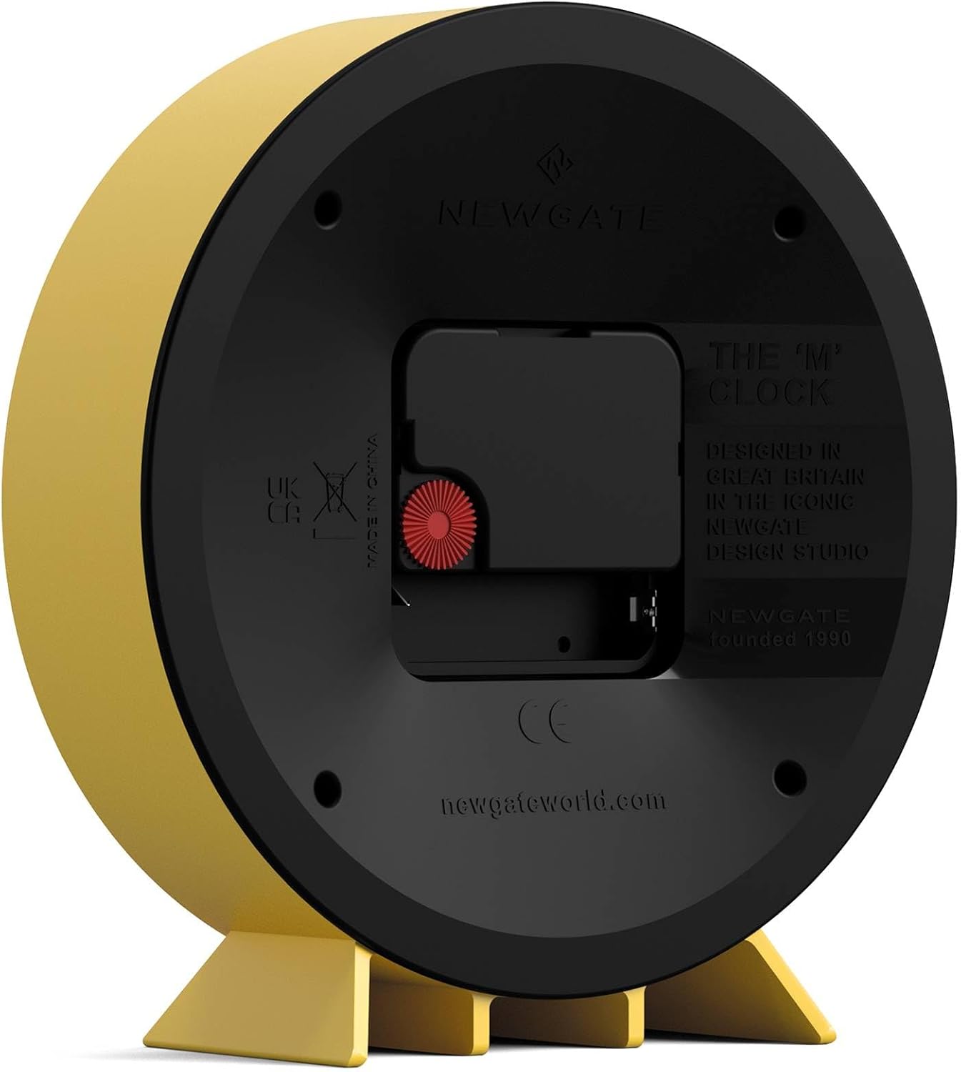 ® M Mantel Echo Desk Clock | Modern Round Design | Yellow | Easy to Read Numbers | Contemporary Style for Desk, Table, Shelf or Bedside