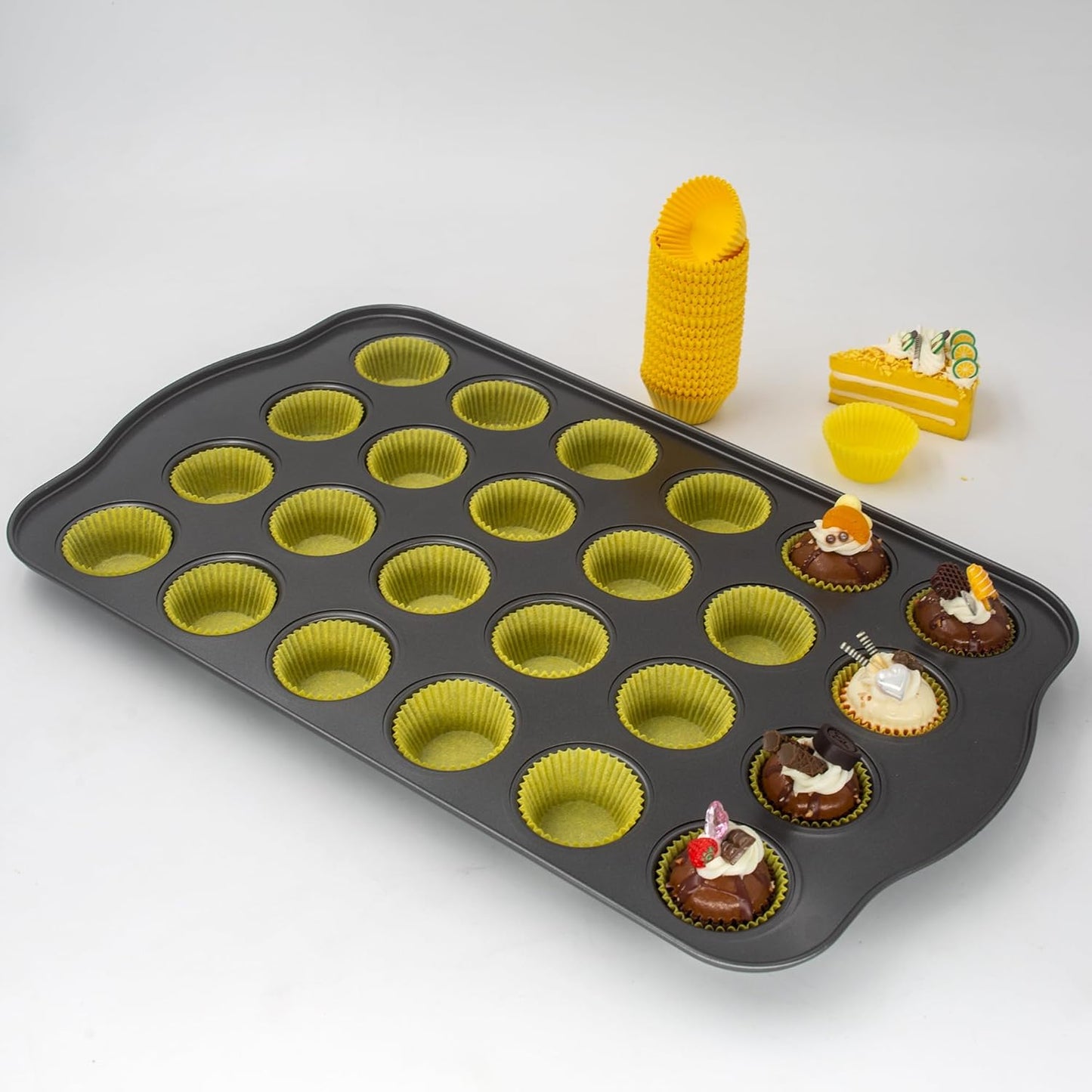 Mini Cupcake Liners, Premium Greaseproof Paper Baking Cups, 320-Count, Yellow