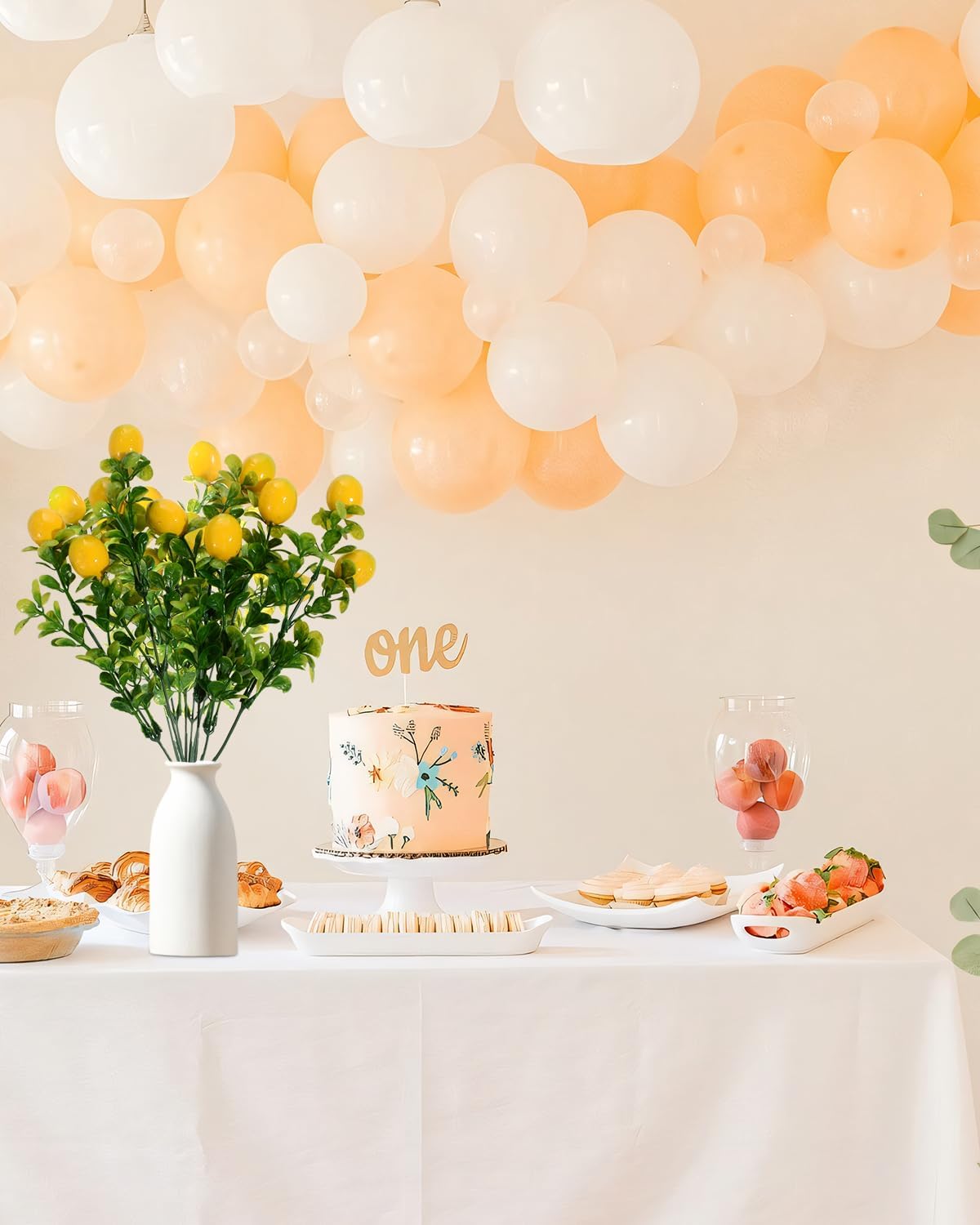 2 Pieces Artificial Lemon Branches, Mini Artificial Lemons Stems for Vase Simulation Flowers, Lemon Picks Floral, Artificial Lemon Cane Vine Table Centerpiece Bridal Arrangements Decorations