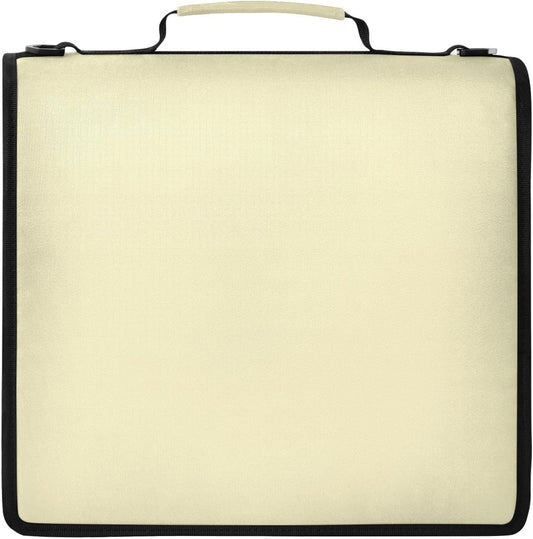 Light Yellow Zipper Binder Bag 2 Inch Binders Organizer for Office | Large Capacity School Binders for Women Girls Boys Kids Men, Organizer Case with Shoulder Strap & Pockets for Students
