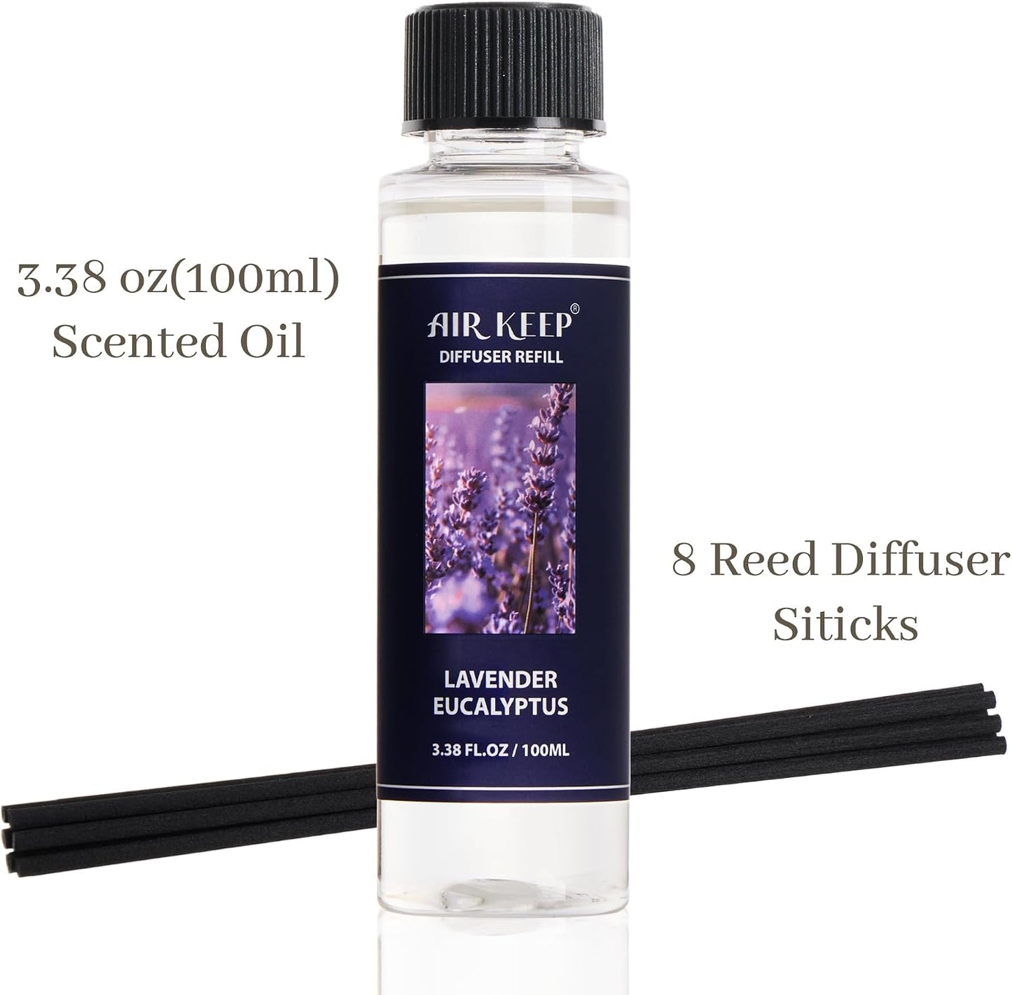 Reed Diffuser Set,3.38 fl oz (100 ml) - Citrus Lemon Oil Diffusers with 8 Reed Sticks, Home Fragrance Reed Diffuser for Bathroom Shelf Decor