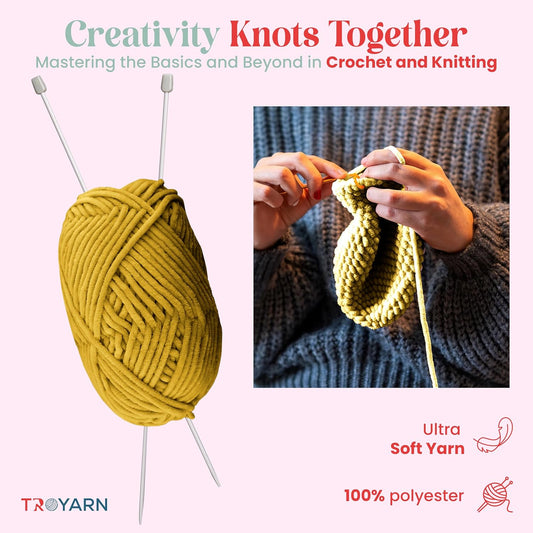 Chenille Velvet Yarn - 100g (132 Yards) Fluffy Plush Yarn for Crocheting Baby Blankets, Size 6