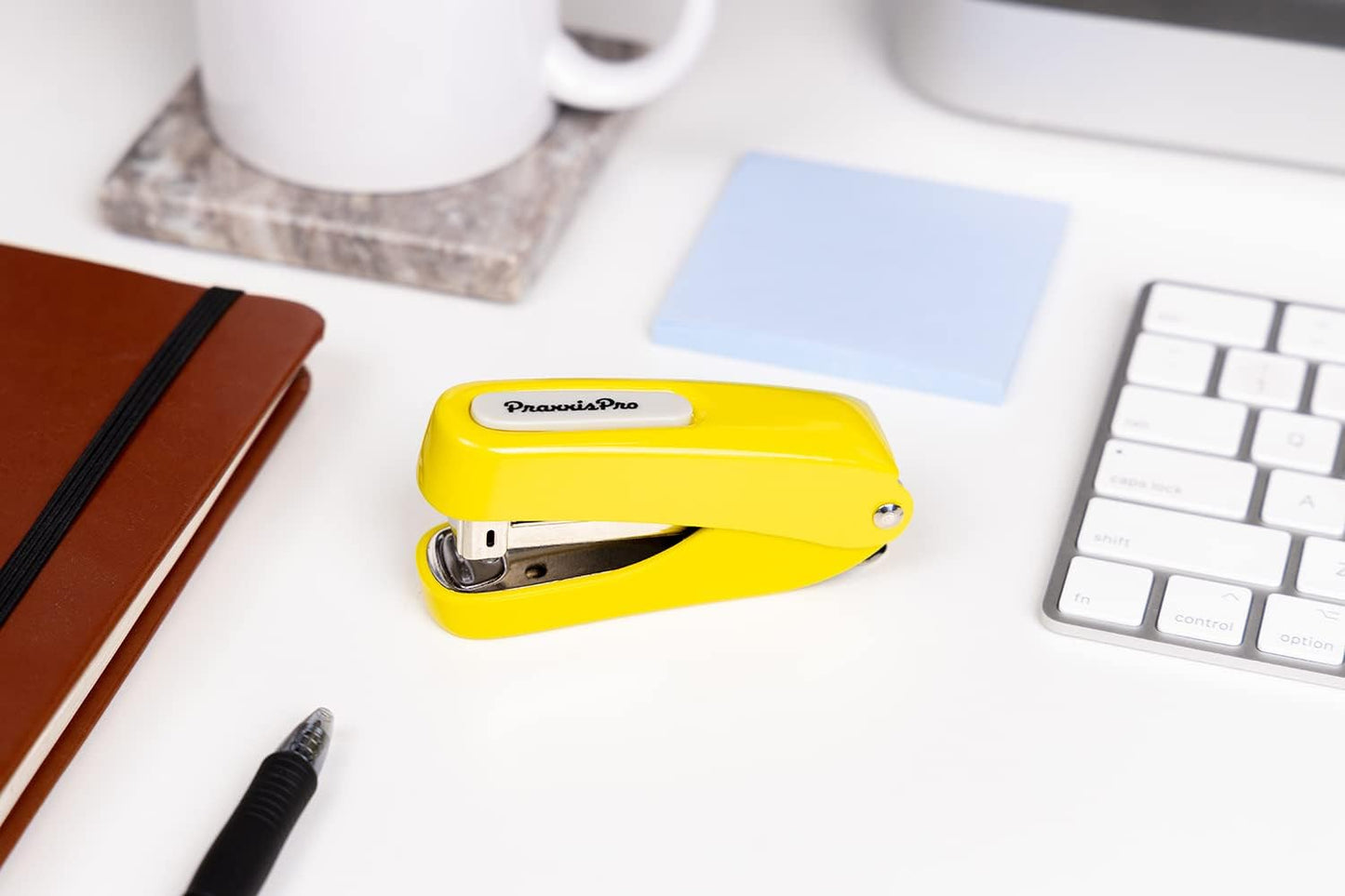 Office Supplies - Aria-Plus Half-Strip Mini Stapler - Durable, Compact, and Colorful Stapler for Office and Travel Use, Compatible with Standard 26/6 Staples, Yellow