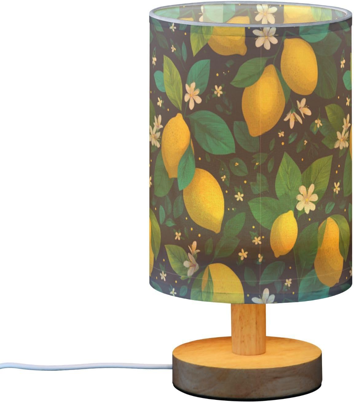 Bedside Table Lamp Lemon Yellow Citrus Fruits (114) Kids Nightstand Lamp Night Light Fabric Shade for Bedroom Living Room Home Office