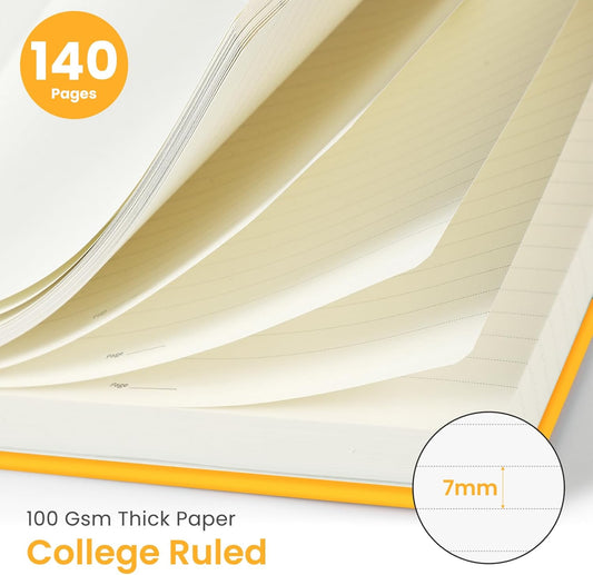 Lined Spiral Journal Notebook for Women & Men, 140 Pages, College Ruled Hardcover Notebook for Work & Note Taking, Journals for Writing, A5(5.7" x 7.9") – Yellow