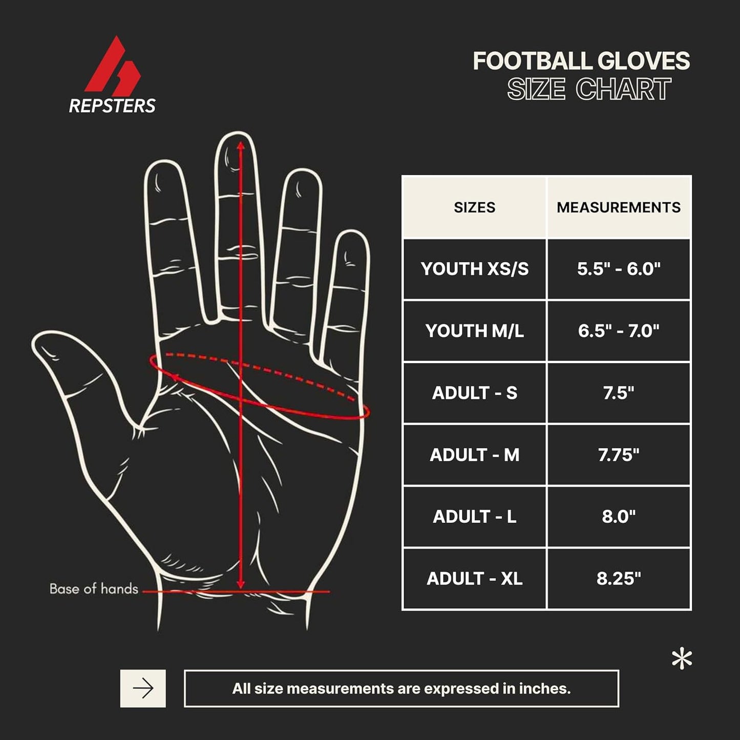 RPG1 Football Gloves - Adult & Youth Sizes – Extra Sticky Grip Kids Football Gloves for Game Day, Training, High School