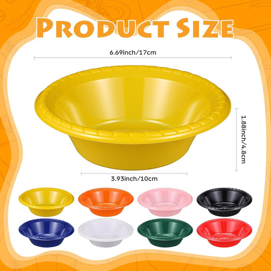 12 Pack 16oz Yellow Disposable Plastic Bowls Dessert, Ice Cream, Salad, Soup Serving Cups for Party, Picnic, Food Snacks (Yellow)