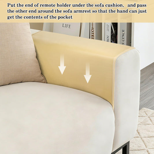 PU Leather Couch Organizer Caddy Sofa Armrest Organizer, Remote Control Holder for Recliner, Waterproof Armchair Caddy with 6 Pockets Storage for Magazine, Tablet, Phone (Earth Yellow)
