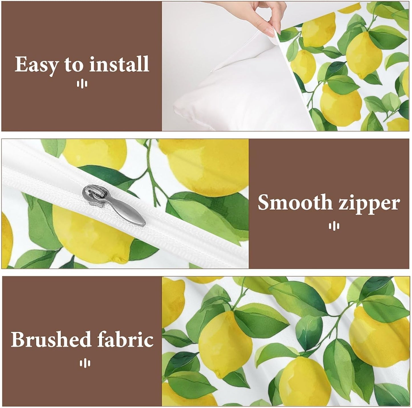 Comforter Cover Set Twin Size, Green Leaves Yellow Lemons 3-Piece Bedding Set for Boys Girls Teens Modern Soft Microfiber Bedroom Set Room Decor, 1 Duvet Cover + 2 Pillowcases