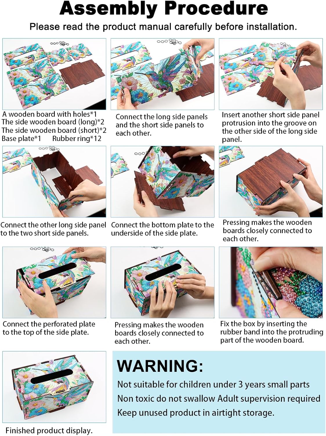 Sunflower Diamond Art Tissue Box, DIY Rectangular Portable Office Mosaic Diamond Decoration Desk Tissue Box, Paper Storage Holder Napkin Holder Adult Family