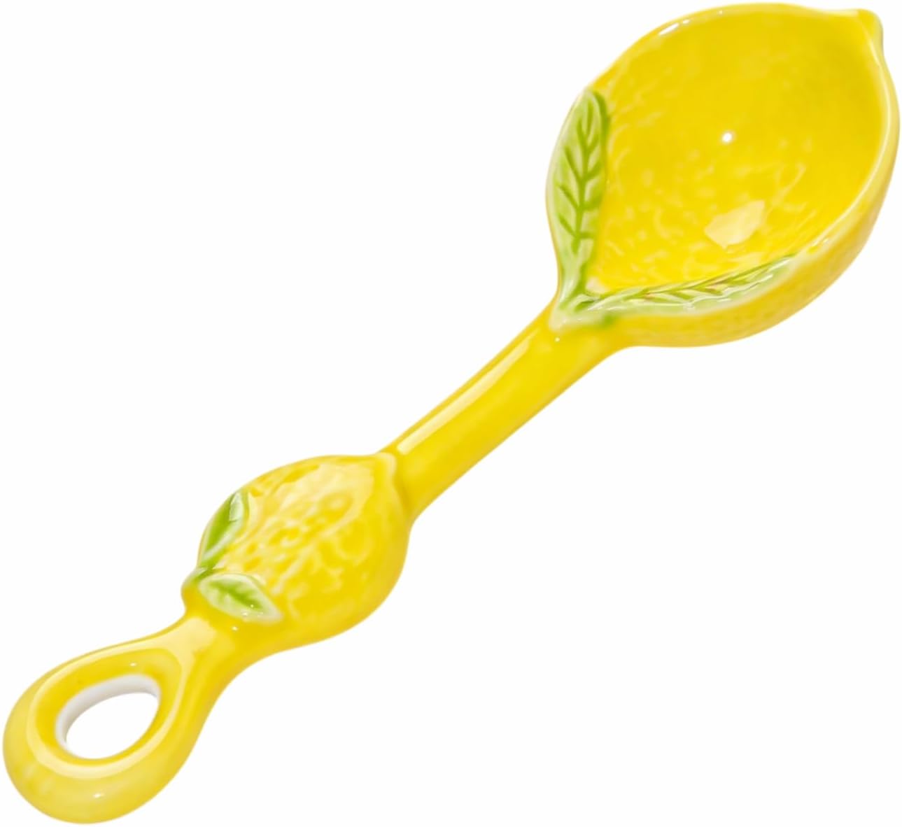 Lemon Ceramic Spoon for Stove Top & Kitchen Counter, Cute Lemon Accessories for Countertop, Dishwasher Safe for Salad, Fruit, Dessert, Functional Kitchen Decor Gift,2PCS