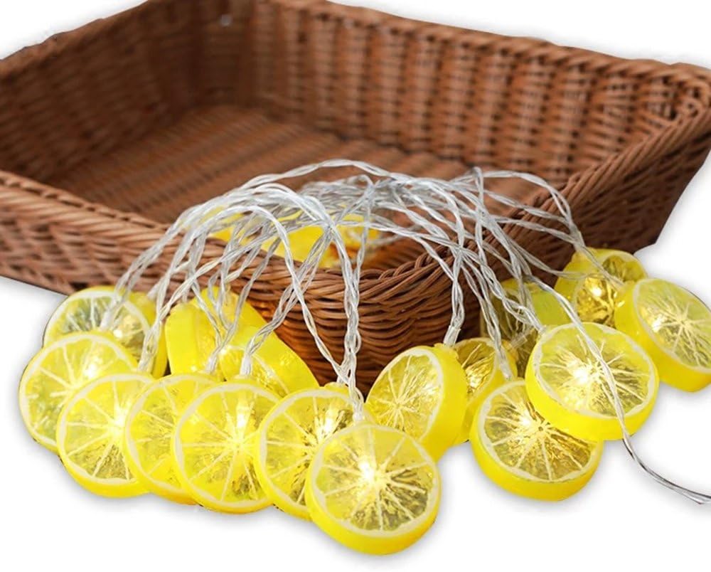 Novelty Lemon Decor Fairy String Lights with 20 LED, Battery Operated Warm Twinkle Christmas String Lights for Kitchen,Party,Wedding,Festival,Home Decorations,13ft/4m (Provide Two Extra Lemon Slices)