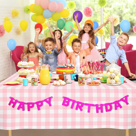 4 Pack Pastel Color Checkered Tablecloths Assorted Color Gingham Table Cloth Rectangle Disposable Plastic Table Covers for Parties Baby Shower Wedding Birthday Spring Easter School Camping