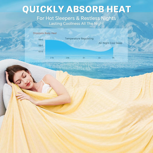 Cooling Blanket for Hot Sleepers,Lightweight Summer Queen Size | 90"x90",Thin Cold Blanket for Couch/Bed,Double Sided,Arc-Chill Q Max>0.5,Breathable,Absorbs Heat Keep Cool for Night Sweats