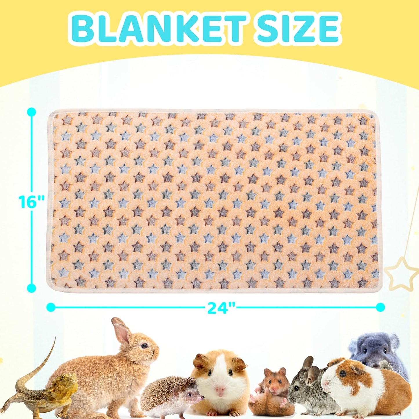 Guinea Pig Bedding Mat 6 Pack, Soft Fleece Small Pet Blankets | Washable Small Animal Cage Liners Sleep Mat Accessories for Rat, Rabbit, Hamster, Hedgehog (13.7x13.7in)
