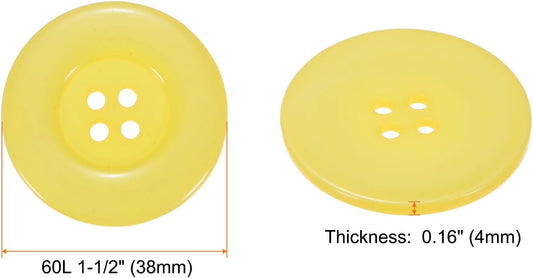 10pcs 60L Sewing Buttons 1-1/2"(38mm) Resin Round Flat 4-Hole Craft Buttons for Sewing Clothing and DIY, Light Yellow