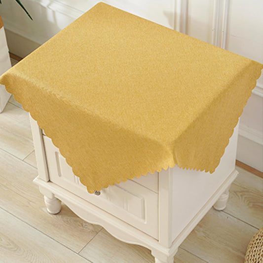 Small Square Solid Color Tablecloth for End Table Night Stand Cover with Scalloped Lace Waterproof Wipeable Cotton Linen Fabric Farmhouse Table Cloth for Indoor Outdoor 33.5 Inch Yellow