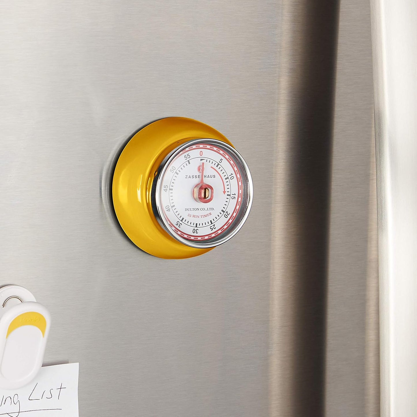 Magnetic Retro Kitchen Timer, Classic Mechanical Cooking Timer (Yellow)