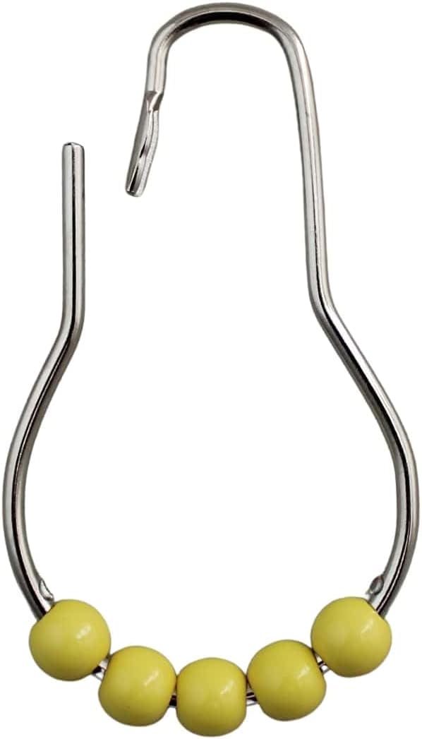 inc. Essentials Decorative PEVA Shower Curtain Liner - PVC-Free, Odorless with Magnetized Bottom, Rustproof Grommets & Yellow Chrome Finish Roller Ball Hooks Set