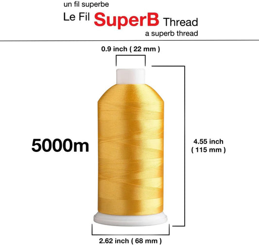 SuperB Polyester Embroidery Thread 40wt 5000m. Yellow Gold 286