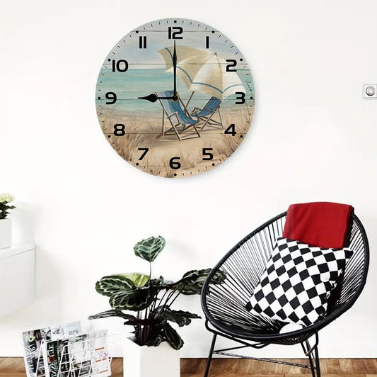 Wooden Wall Clock Silent Non-Ticking,Lemon Squeeze Vintage Round Wall Clocks Decor for Home Kitchen Living Room Office, Battery Operated(10 Inch)