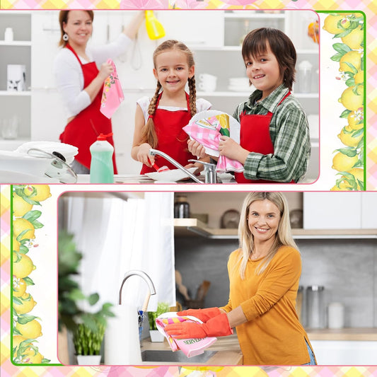 6 Pcs Summer Lemon Kitchen Towels Set 24" x 16" Farmhouse Rustic Yellow Hand Towels Funny Housewife Design for Kitchen Bathroom Decor Holiday Hostess Gift