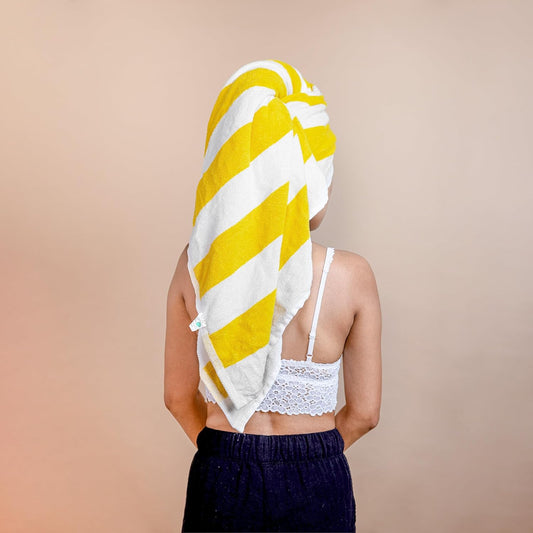 Cotton Beach Towel (Pack of 4, 30"x60") - Oversized Beach Cabana Striped Towels - Quick Dry & Absorbent Towels for Bathroom, Travel, Pool, Spa, Bath, Vacation, Home, Swim (Lemon Yellow)