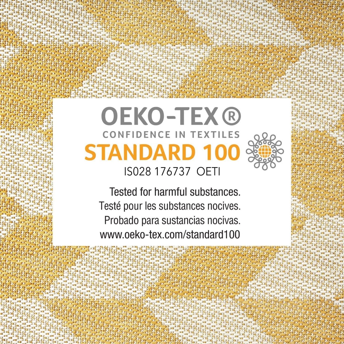 New York Patio Country Calla Contemporary Herringbone Indoor/Outdoor Area Rug, Yellow/Cream, 6'6"x9'2"